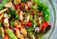 Vibrant Pesto Shrimp Tomato Salad