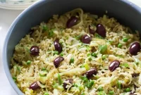 Mediterranean Leek and Kalamata Rice