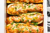 Savory Chicken Zucchini Boats
