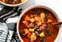 Hearty Beef Butternut Kale Soup