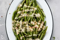 Fiery Tahini Roasted Green Beans
