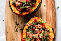 Acorn Squash with a Savory Sausage and Kale Medley