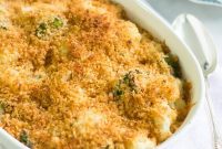 Golden Cheesy Broccoli Cauliflower Gratin