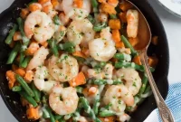One-Pan Shrimp Skillet with Sweet Potatoes and Green Beans