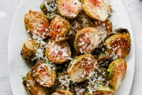 Crispy Garlic Parmesan Roasted Brussels Sprouts