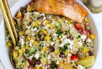 Zesty Mediterranean Quinoa with Crispy Air Fryer Salmon