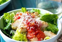 Parmesan Chicken Salad with Zesty Tomato Vinaigrette