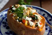 Savory Chicken and Goat Cheese Stuffed Sweet Potatoes