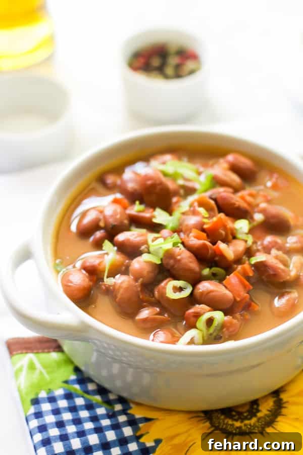 How to Make Beans in a Pressure Cooker A vibrant bowl of homemade beans, perfectly cooked in a pressure cooker and ready to serve.