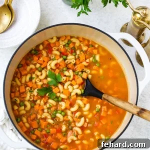 Hearty Sweet Potato and Pea Pasta Soup 8 Pasta Soup with Sweet Potato and Peas