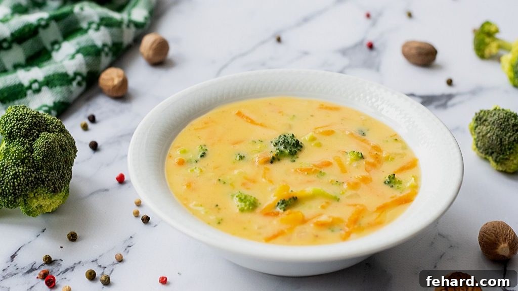Dairy in Instant Pot Burn Notice A bowl of creamy Broccoli Cheddar Soup next to fresh broccoli florets, showcasing a dish that benefits from proper dairy addition.