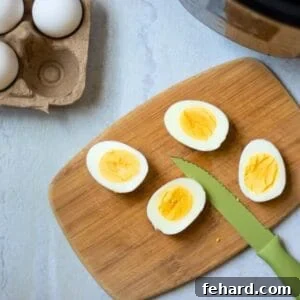 Perfect Instant Pot Hard Boiled Eggs Sliced Open