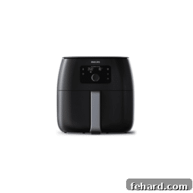 A sleek black Philips Premium Airfryer, perfect for healthier frying, roasting, and baking with minimal oil.