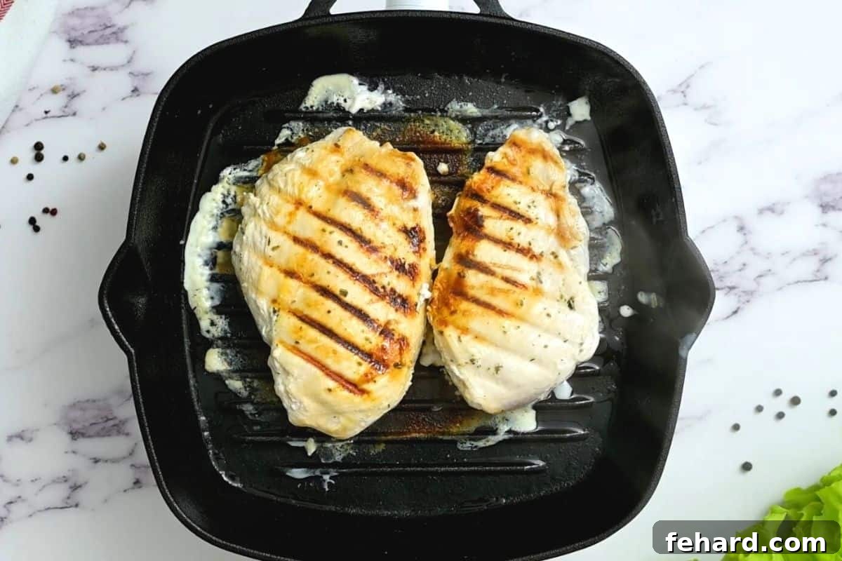 Chicken on grill pan.