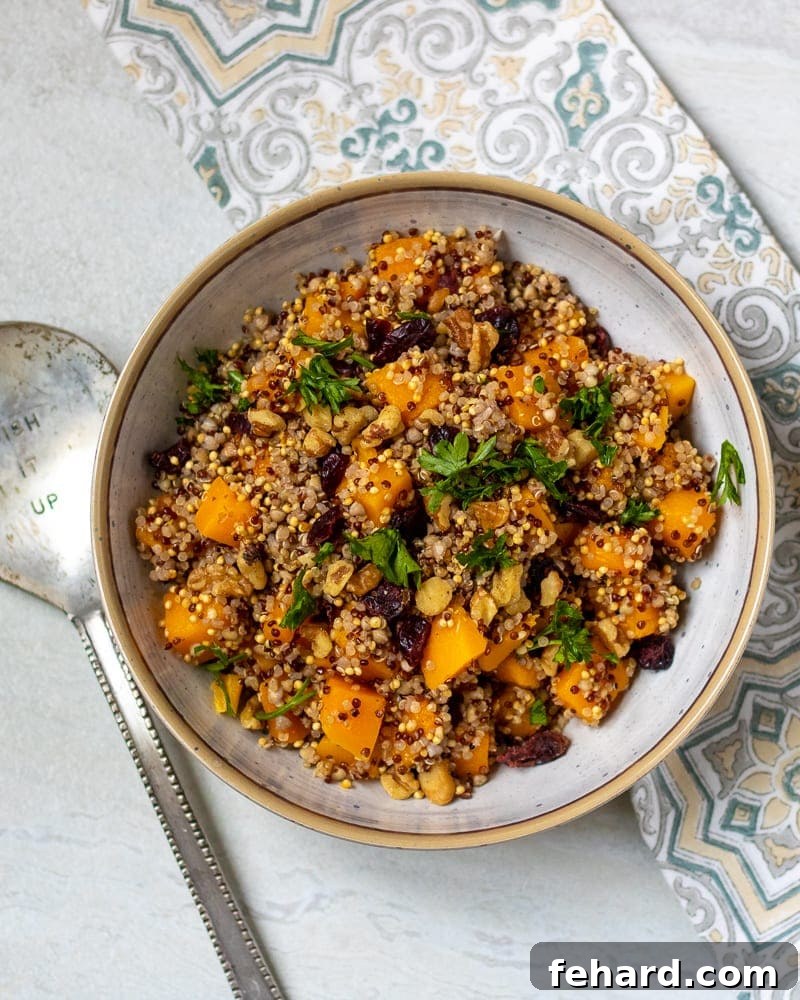 Bowl of Harvest Quinoa Salad with Butternut Squash