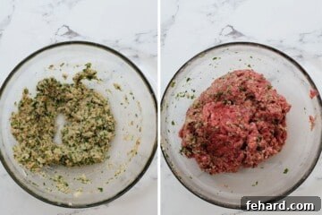 Effortless Instant Pot Meatballs 3 Side by side photos of bowls before adding meat to the mixing bowl to make homemade meatballs.