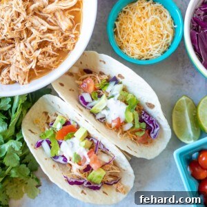 Chicken Tacos made with Instant Pot Shredded Mexican Chicken