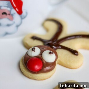 Reindeer Sugar Cookie next to Santa mug.