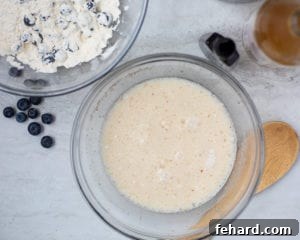 Dairy Free Wet Ingredients for pancakes in mixing bowl