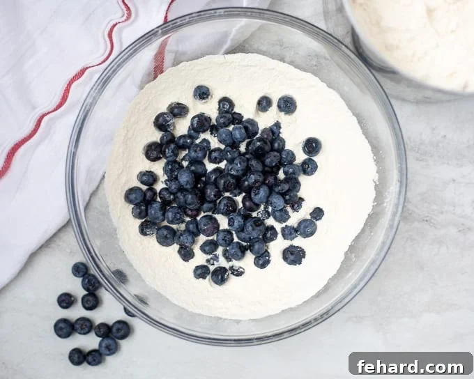 Blueberry Pancake Dry Ingredients in Mixing Bowl