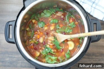 Prepared Minestrone in Instant Pot.