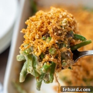Spoonful of homemade green bean casserole