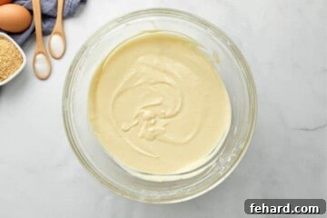 Cheesecake Batter after adding eggs in large mixing bowl.