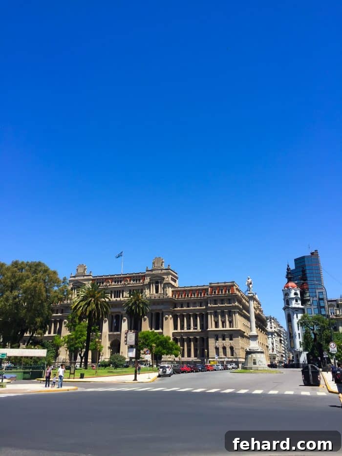 Iconic landmarks and vibrant city life in the heart of Buenos Aires.