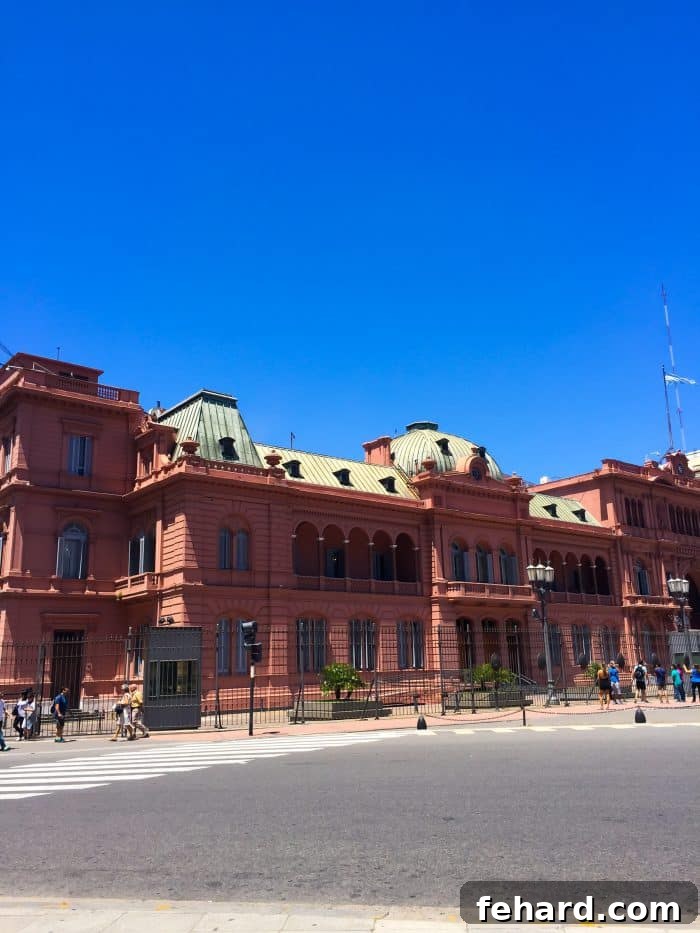 The impressive facade of a historic building in Buenos Aires.