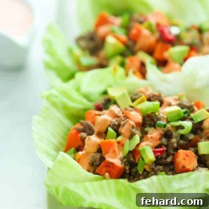 Ground Turkey Sweet Potato Lettuce Wraps recipe thumbnail image.