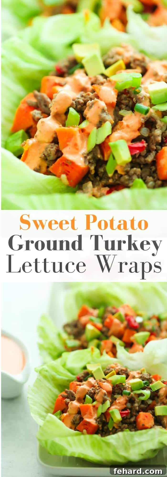 Another enticing view of the Ground Turkey Sweet Potato Lettuce Wraps, showcasing their appeal as a healthy and quick meal solution.