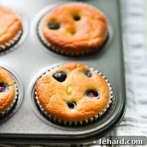 Low-carb Lemon Blueberry Muffins in a pan.