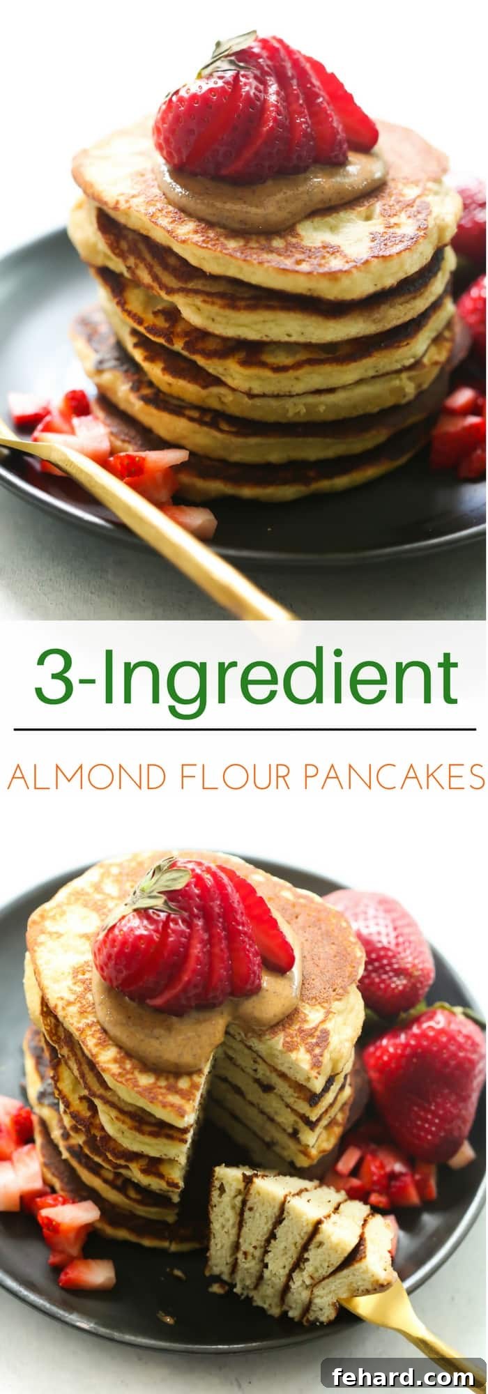 Delicious and healthy 3-Ingredient Almond Flour Pancakes ready to serve