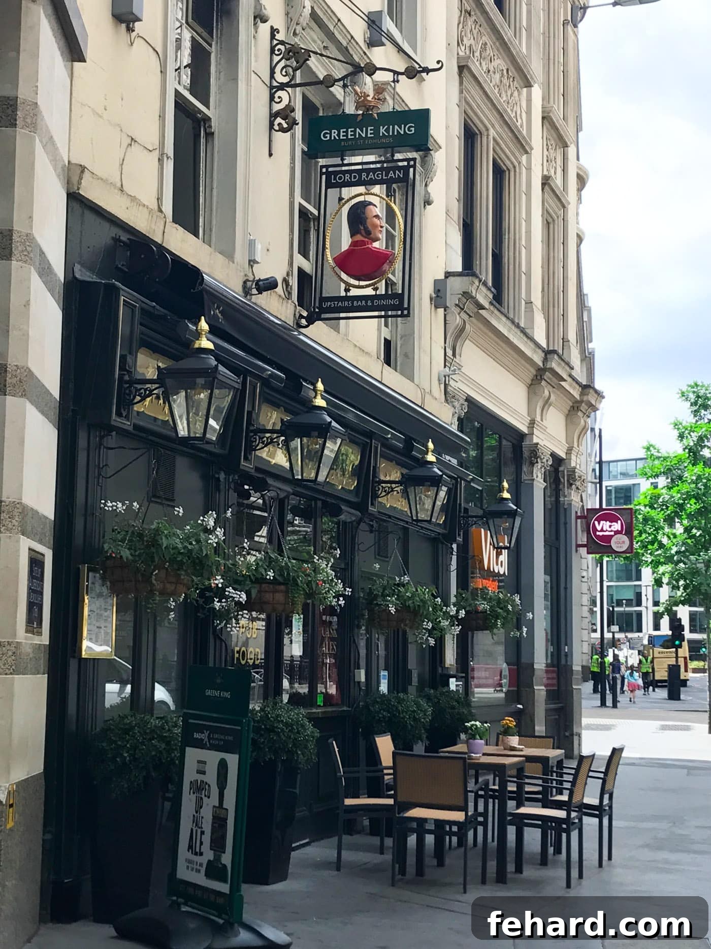 The inviting exterior of a traditional Greene King pub in London