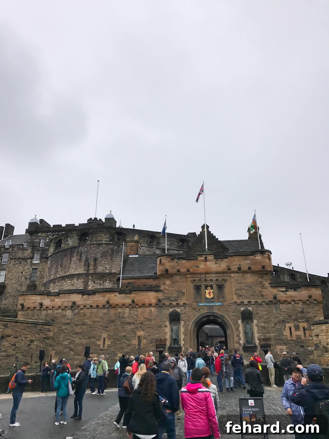 The impressive exterior view of Edinburgh Castle dominating the city skyline