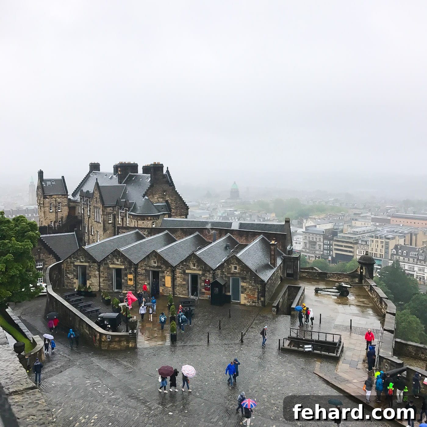 A partial view of Edinburgh Castle's majestic structure