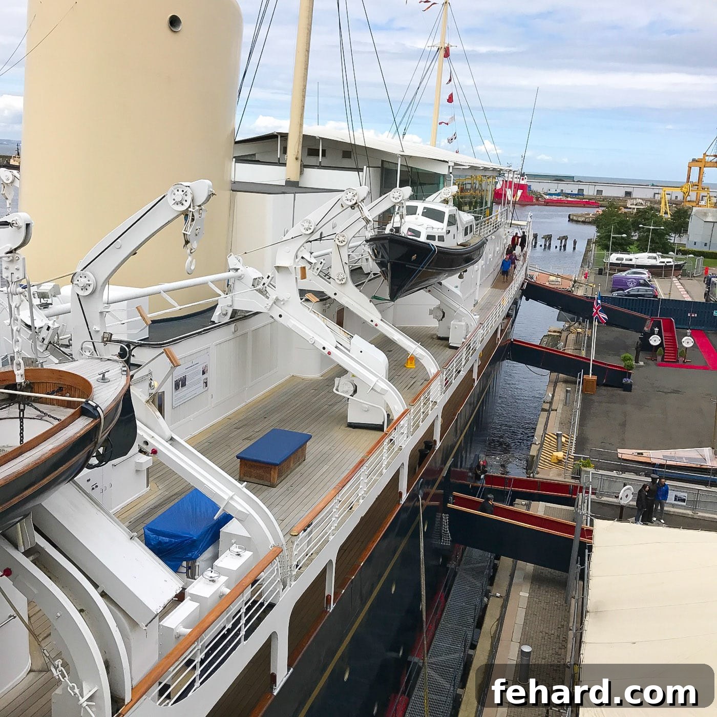 The majestic exterior of The Royal Yacht Britannia, a former royal residence
