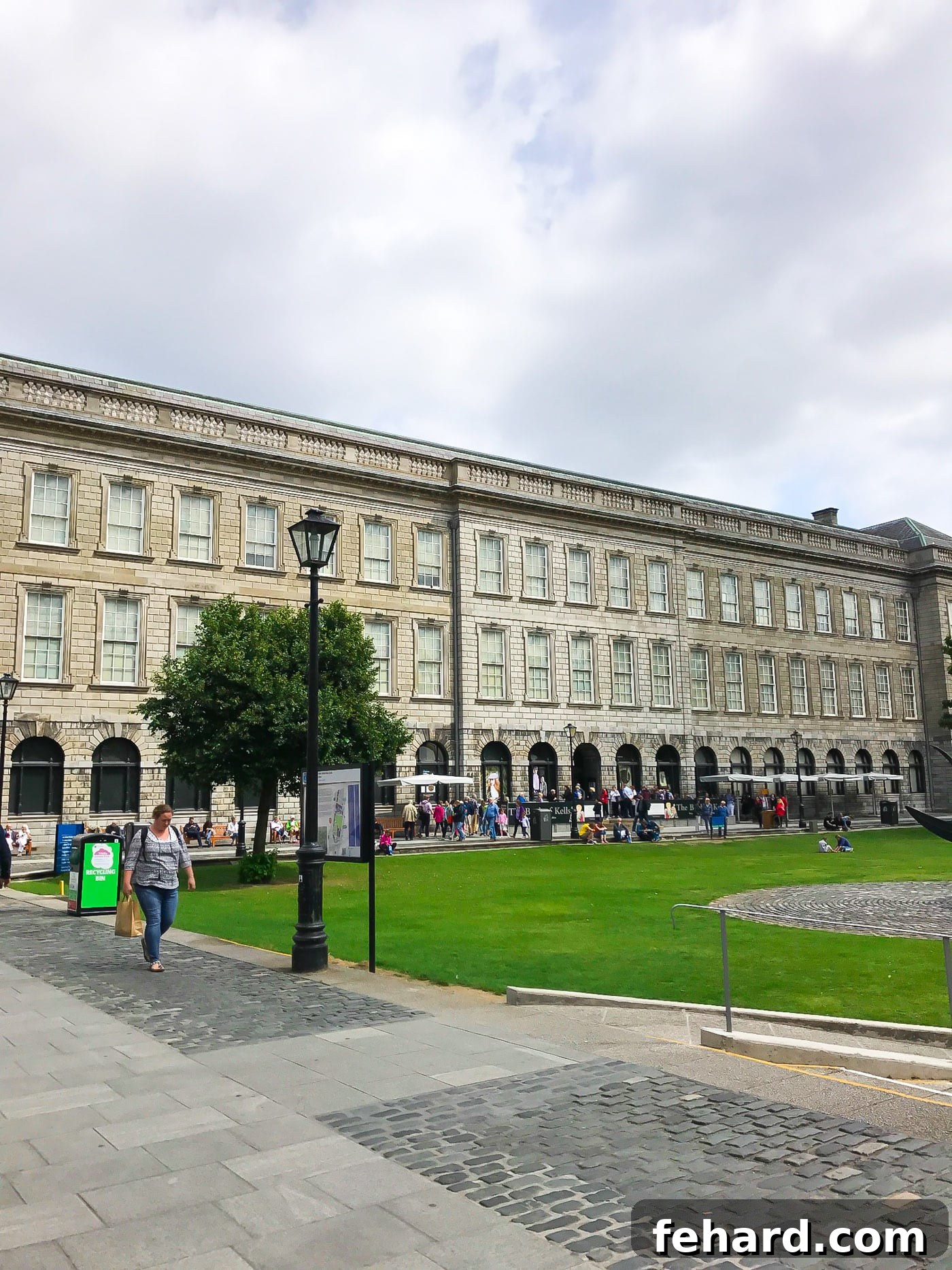 The grand entrance and grounds of Trinity College Dublin