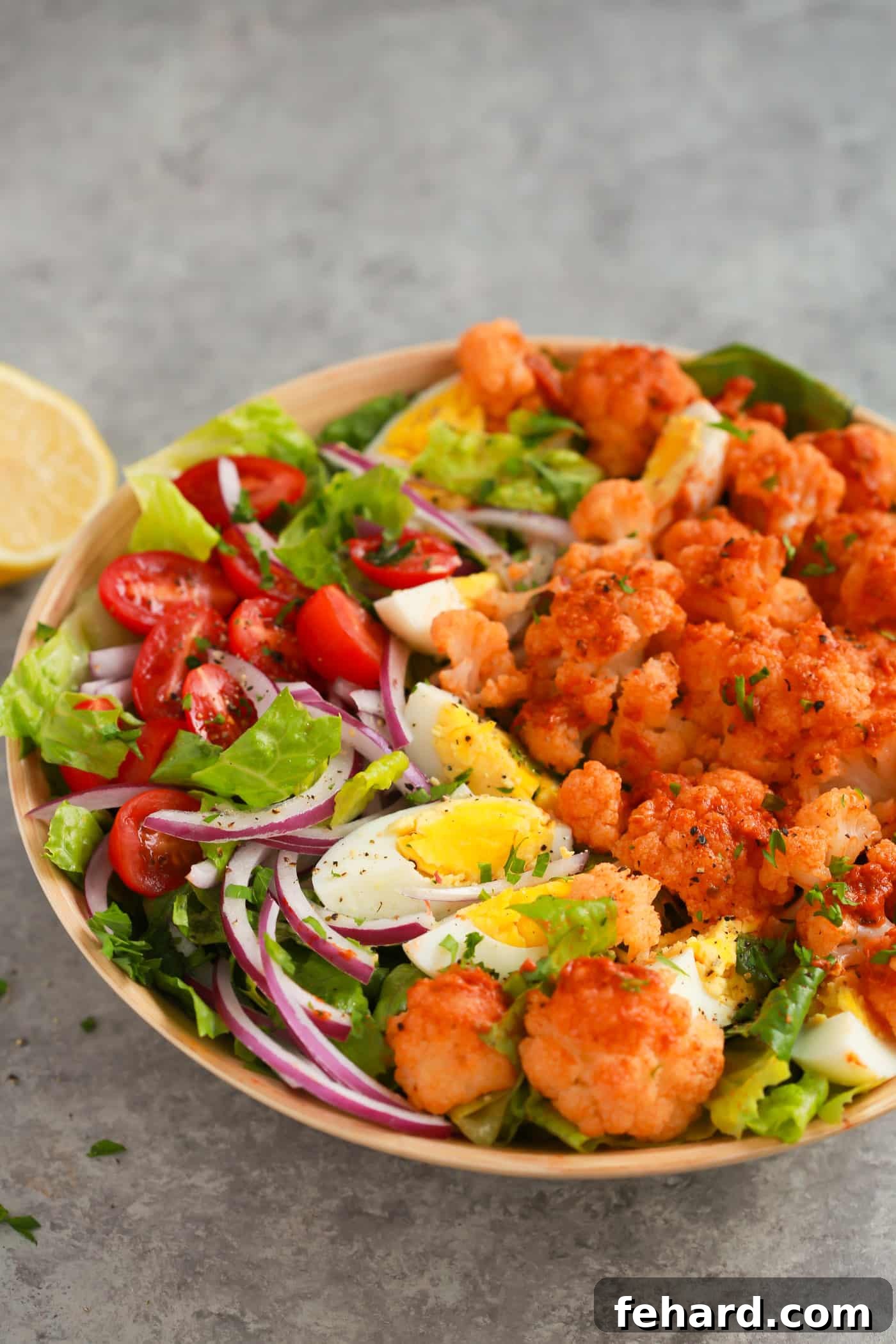 Enjoying fresh garden produce at the cottage, inspiring this delicious cauliflower salad.