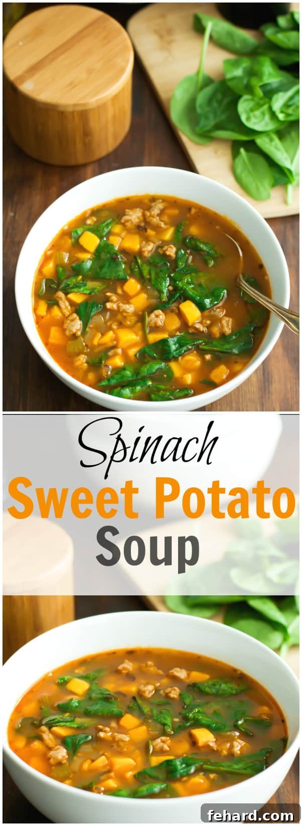 Spinach Sweet Potato Soup Full View A full view of the Spinach Sweet Potato Soup, capturing its rich color and inviting texture.