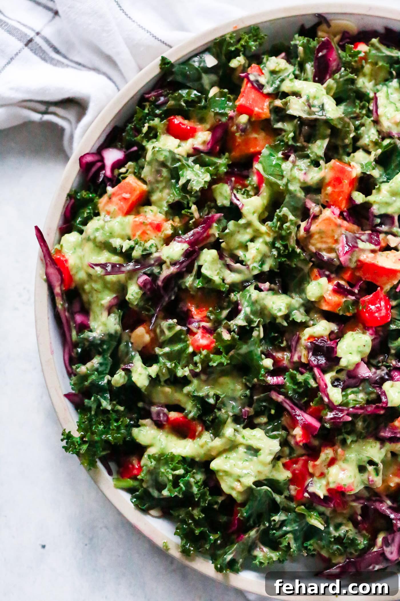 Simple Kale Salad with Avocado Dressing - Primavera Kitchen