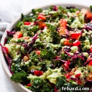 Simple Kale Salad with Avocado Dressing