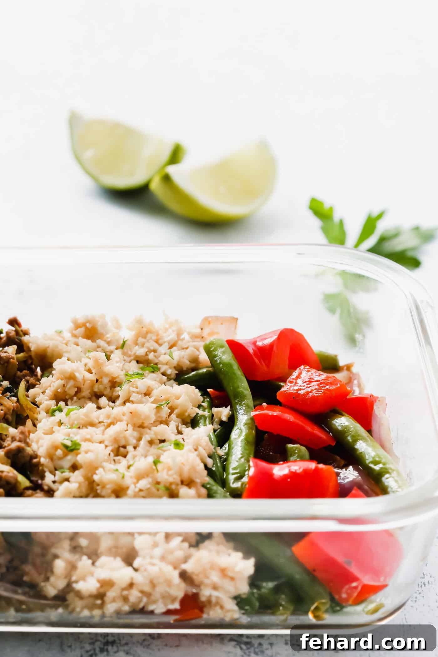 Ground turkey meal prep bowl close up.