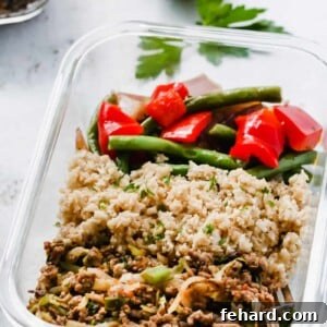 Ground turkey meal prep bowl.
