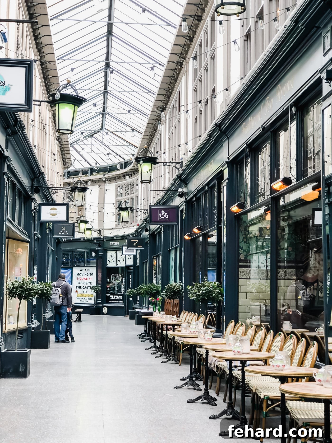 Another view of a beautiful Cardiff arcade, highlighting its architectural details and atmosphere