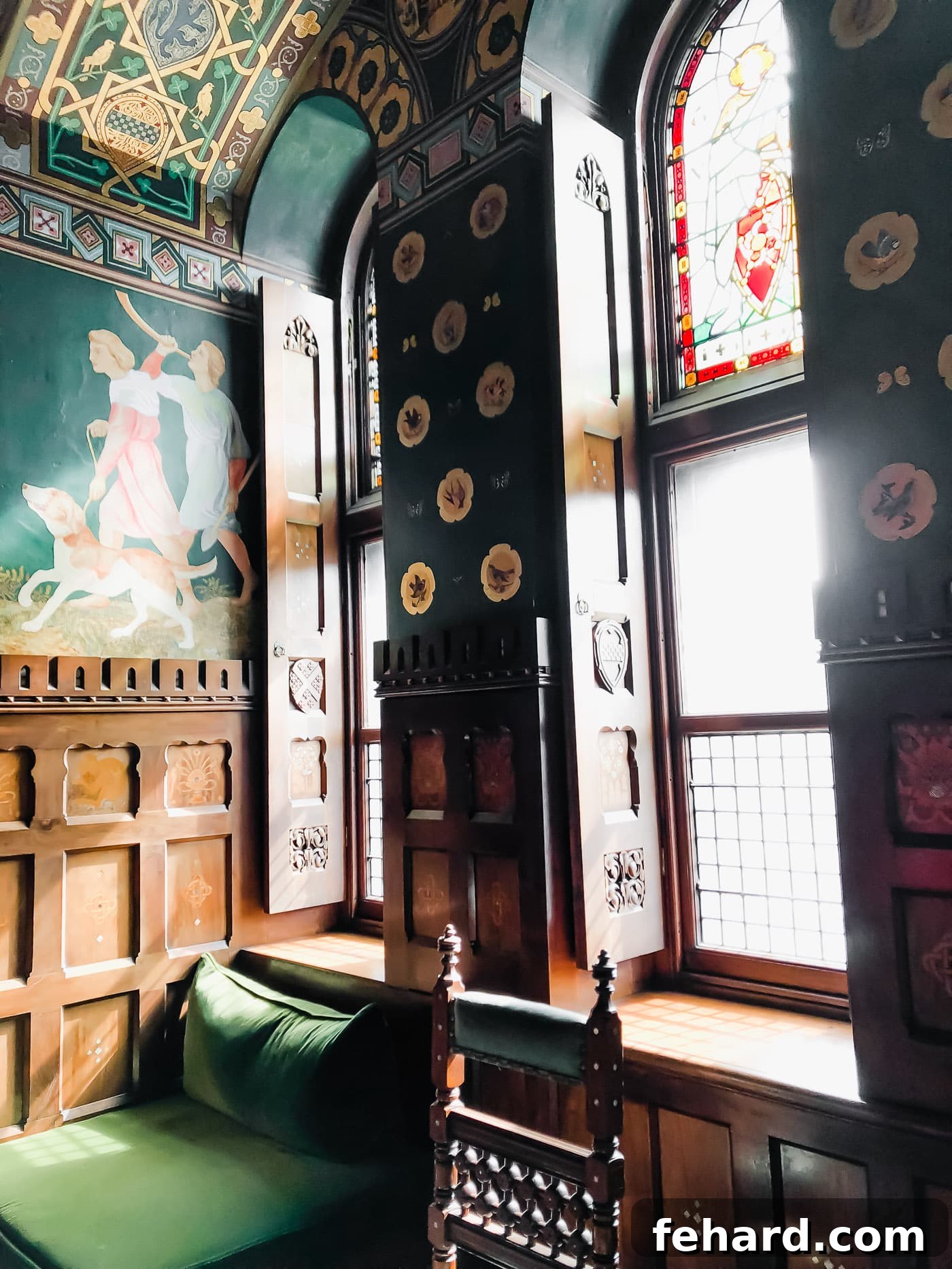 An interior view of Cardiff Castle, showcasing its richly decorated rooms