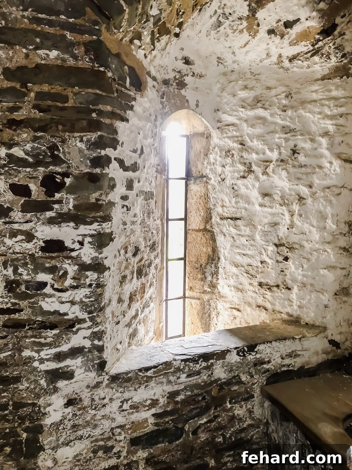 An intimate view of the interior of Caerphilly Castle, showcasing its stone craftsmanship