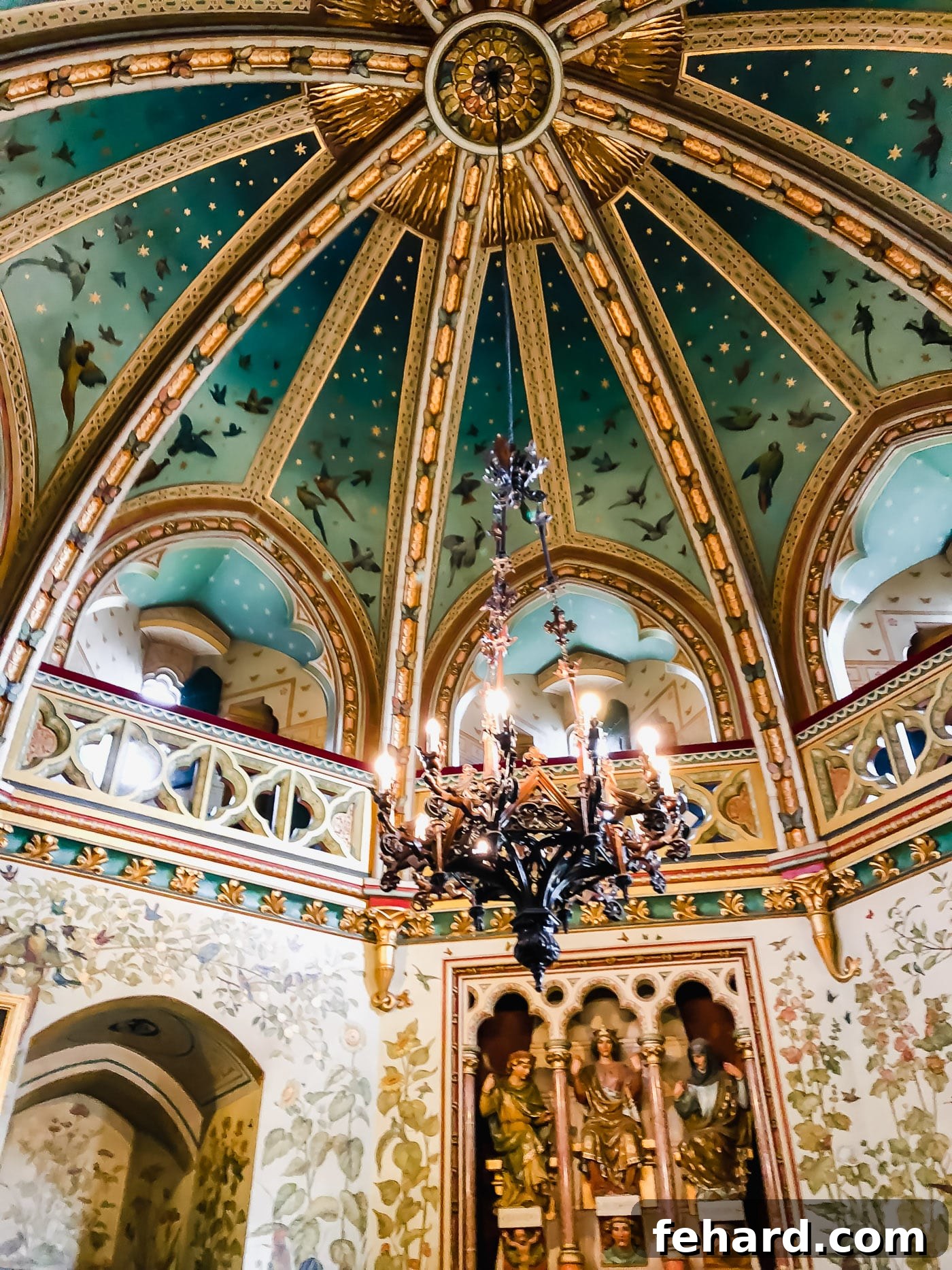 Interior view of Castell Coch, showing its lavishly decorated rooms and medieval-inspired details