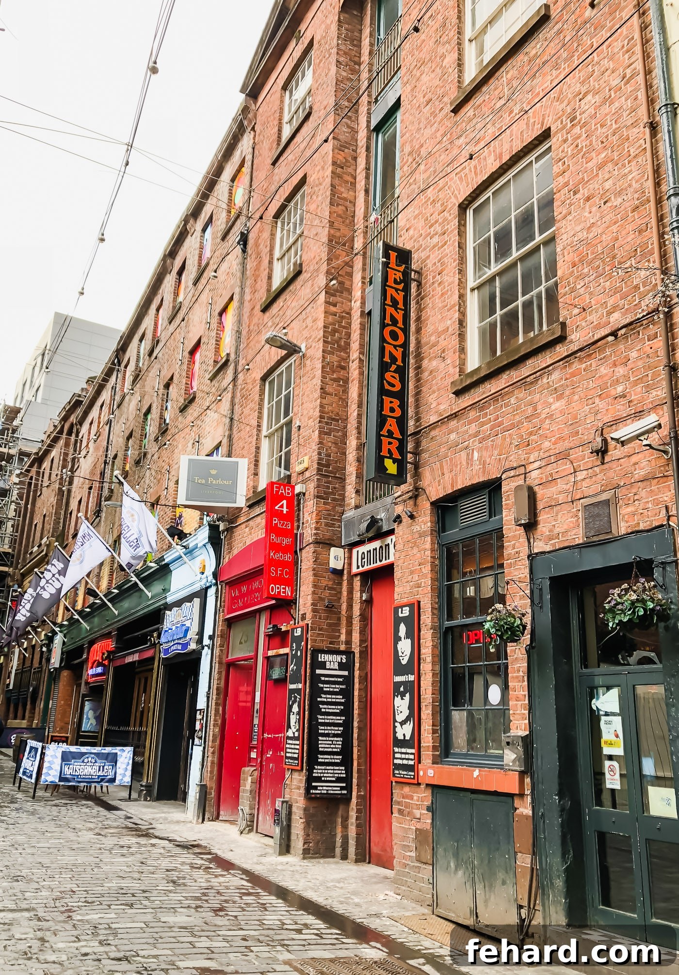 Exterior view of 'Lennon's Bar' in Liverpool, a tribute to John Lennon
