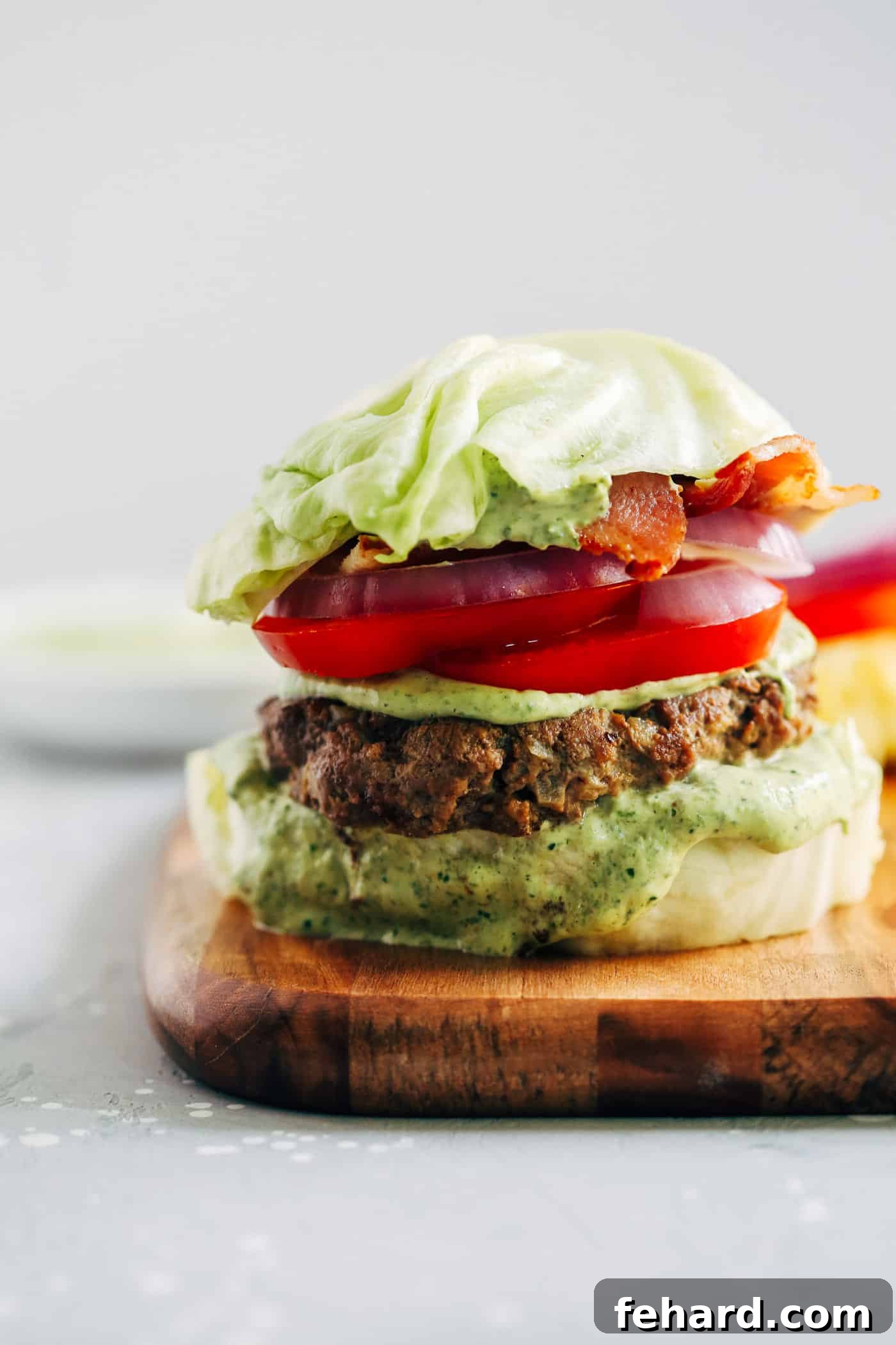 Spinach-Smothered Bunless Burger 2 Delicious Spinach Sauce Bunless Burger - A Healthy Recipe from Primavera Kitchen